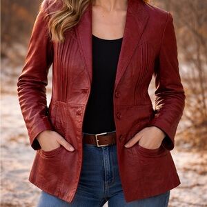 Vintage Women's Red Leather Jacket